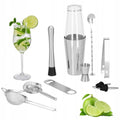 Set Cocktail Shaker Kit pentru barmani 750ml, KI10, suport bambus, 12 piese