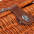 Cos de picnic echipat pentru 4 persoane Deluxe, din rachita, cu vesela si tacamuri, izolat termic, maro