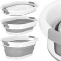 Cos de rufe pliabil tip lighean, cu manere, din plastic si silicon, 54x38x23cm, 24litri, gri