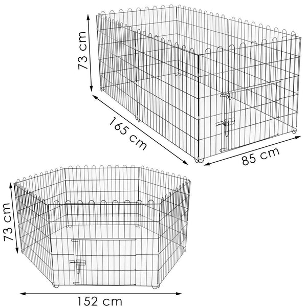 Tarc pentru animale de companie, din fier, forma configurabila, cu usa de acces, 3XL, 165x85x73cm, negru