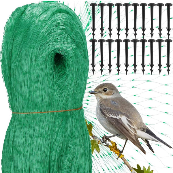 Plasa anti pasari 8x14m din polietilena, cu pini de fixare, verde