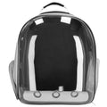 Rucsac transport animale talie mica-medie, maxim 12 kg, hublou panoramic transparent, buzunare laterale, gri