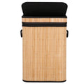 Cos de rufe din bambus cu capac, sac detasabil, volum 72L, 42x33x60cm, maro