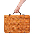 Cos de picnic echipat pentru 4 persoane Deluxe, din rachita, cu vesela si tacamuri, frigorific