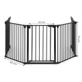 Bariera de siguranta pliabila 300x74 cm, 5 panouri si poarta cu blocare automata, metal si plastic, neagra
