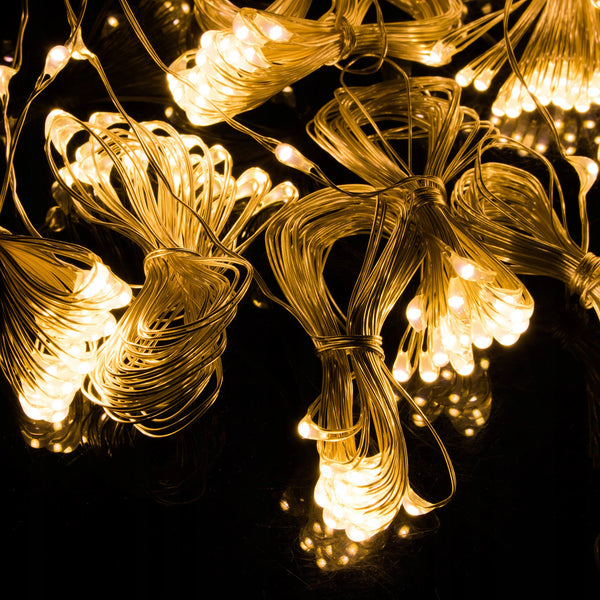 Ghirlanda luminoasa tip perdea 400 LED-uri, 3m, pentru interior/exterior, iluminare galbena