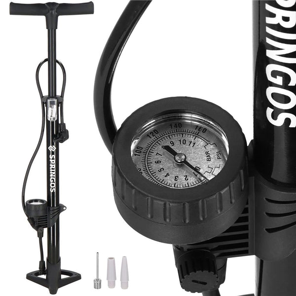 Pompa bicicleta cu manometru, accesorii umflare mingi si articole gonflabile, 160PSI, aluminiu, 60cm