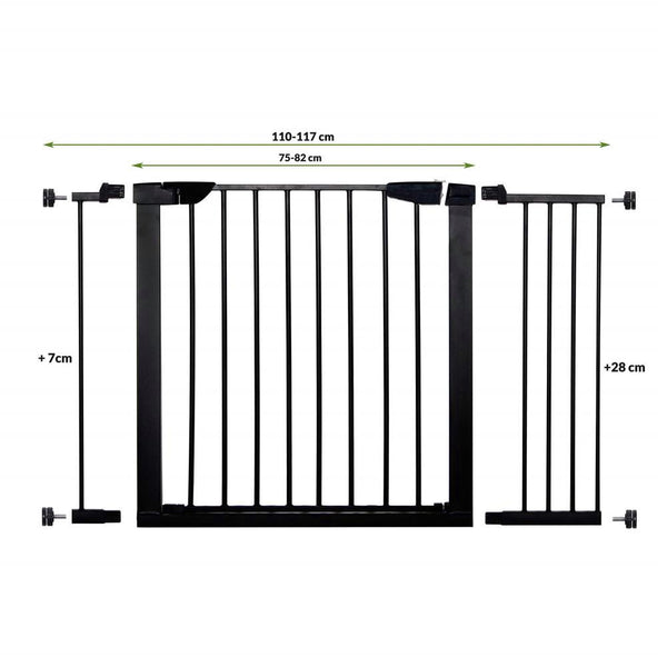 Poarta de siguranta Safety Gate pentru scari, ajustabila 110-117 cm, din otel, neagra
