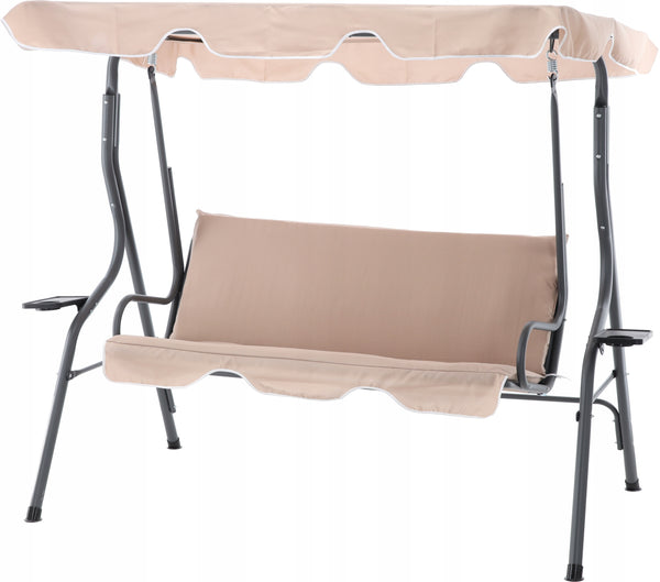 Leagan balansoar gradina Sersimo Cancun, 3 locuri, 220kg, bej inchis