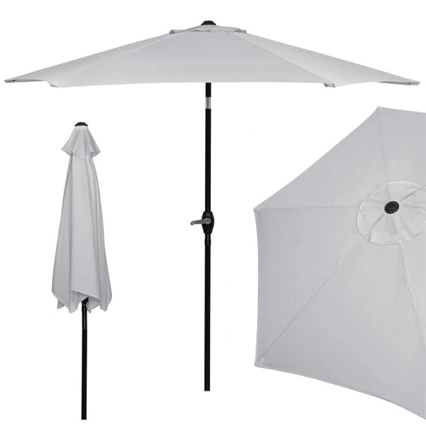 Umbrela terasa gradina, cu manivela si inclinare, diametru 260cm, gri
