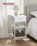 VASAGLE Noptiera cu sertar pentru dormitor, design scandinav, 35x35x70cm, alb