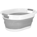 Cos de rufe pliabil tip lighean, cu manere, din plastic si silicon, 54x38x23cm, 24litri, gri
