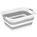 Cos de rufe pliabil tip lighean, cu manere, din plastic si silicon, 53x38x24cm, 24litri, gri