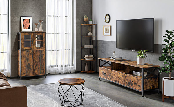 VASAGLE Dulap multifunctional pentru baie, stil industrial, 60x30x108cm, maro rustic si negru