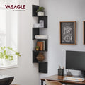 VASAGLE Raft de colt plutitor pe 5 niveluri, din lemn, 20x20x128cm, negru