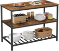 VASAGLE Raft de bucatarie tip insula, cadru de otel cu 3 nivele, stil industrial, 60x120x90cm, maro