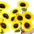 Buchet de flori artificiale din poliester, 2 fire de floarea soarelui, 57cm