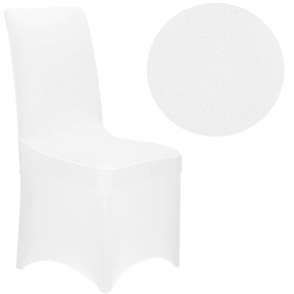 Set 4 huse pentru scaune de evenimente, marime universala, poliester si spandex, alb