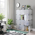 SONGMICS Unitate de depozitare cu 12 cuburi, pentru pantofi sau haine, personalizabil, 31x93x123 cm, alb transparent