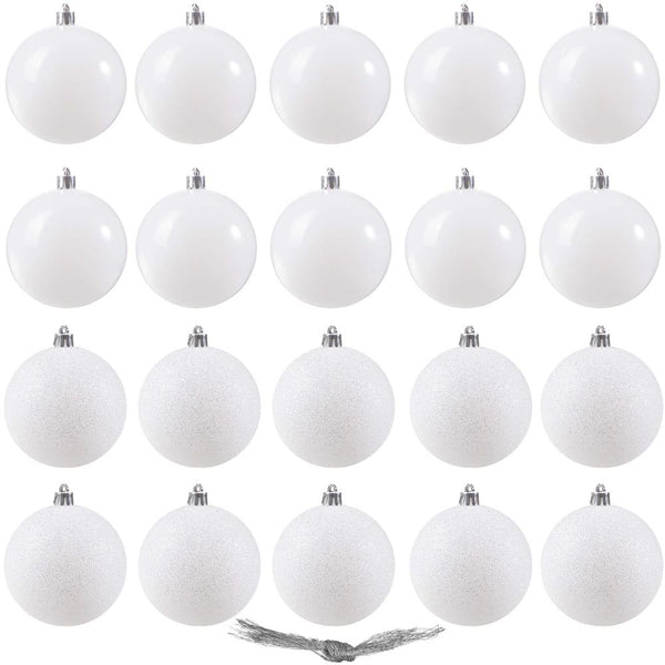 Set globuri de Craciun, 20 bucati, 6cm, alb perlat