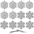 Decoratiune brad fulg de zapada, set 12 bucati, 10cm, argintiu