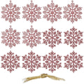Decoratiune brad fulg de zapada, set 12 bucati, 10cm, roz