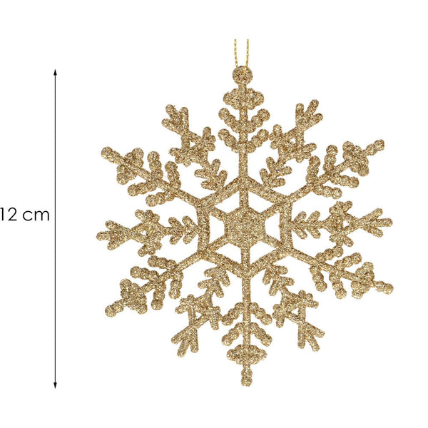 Decoratiune brad fulg de zapada, set 3 bucati, 12cm, auriu