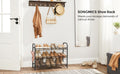 SONGMICS Raft de depozitare pantofi, din metal, pe 3 niveluri, cu rafturi unghiulare reglabile, 28x69x50cm, negru
