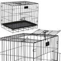 Cusca pentru animale, 2 usi, Pliabila din metal, L, Negru, 59x50x42 cm