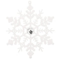 Decoratiune brad fulg de zapada cu cristal, set 2 bucati, 12cm, alb