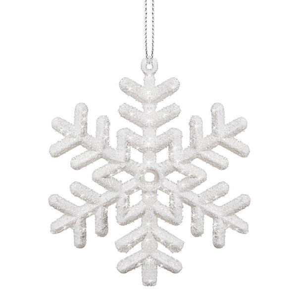 Decoratiune brad fulg de zapada, set 3 bucati, 8cm, alb