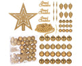 Set globuri si decoratiuni de Craciun, 51 piese, diverse dimensiuni, auriu