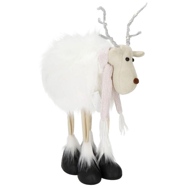 Figurina Craciun, Ren alb cu fular, inaltime 48cm