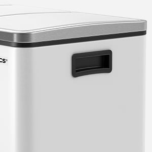 SONGMICS Cos de gunoi din inox cu 3 compartimente colectare selectiva, cu galeti interioare, 3x18litri, 62x32x56cm, alb