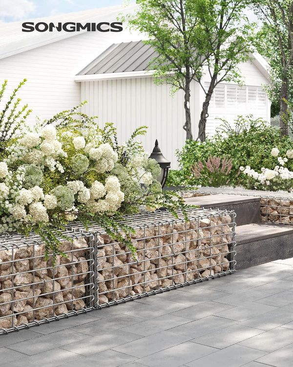 SONGMICS Cos de gabioane pentru pietre, otel galvanizat, 100x30x30cm, argintiu
