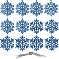Decoratiune brad fulg de zapada, set 12 bucati, 10cm, albastru