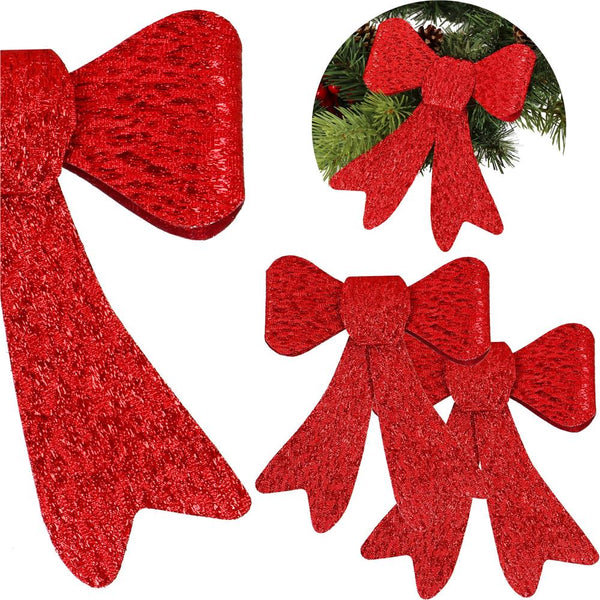 Set 2 ornamente pentru bradul de Craciun, fundita, 18cm, rosu