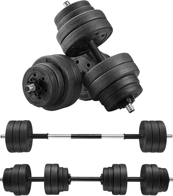 SONGMICS Set gantere si haltera reglabile 2x15kg cu bara din otel