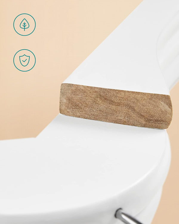 SONGMICS Set de 20 umerase din lemn, cu bara anti-alunecare pentru pantaloni, carlig pivotant la 360°, 45cm, alb