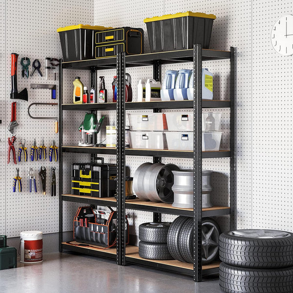 SONGMICS Raft de depozitare metalic, cu rafturi din MDF, 5 polite, max. 875 kg, 180x90x40cm, negru