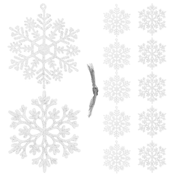 Decoratiune brad fulg de zapada, set 12 bucati, 9-10cm, alb