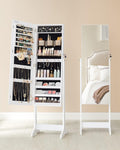 SONGMICS Oglinda de podea cu suport, design fara rama, cu spatiu de depozitare, 41x37x152cm, alb