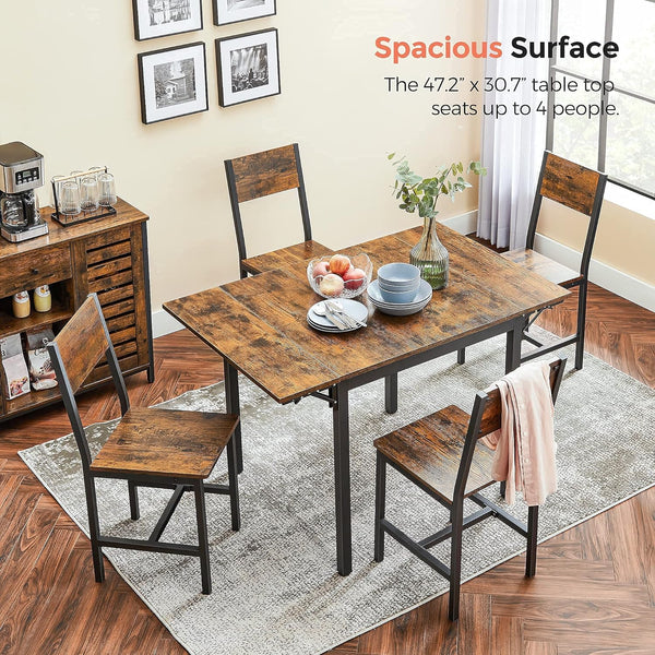 VASAGLE Masa de bucatarie sau living, extensibila, pentru spatii mici, stil industrial, 75x78x85/120cm, maro