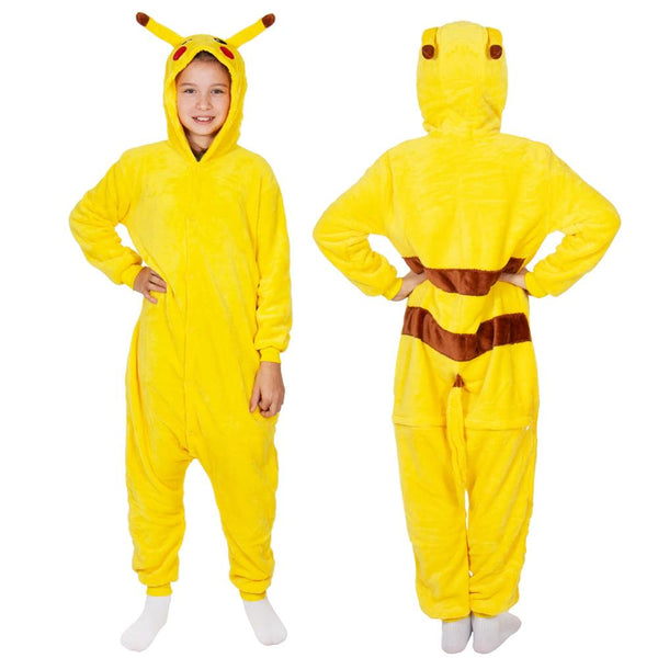 Pijama tip salopeta pentru copii, model Pikachu, marime 130-140 cm