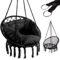 Scaun rotund tip leagan suspendat cu perna Confort Plus, casa sau gradina, negru