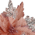 Set 5 ornamente pentru bradul de Craciun, stea Poinsettia, 26cm, roz argintiu