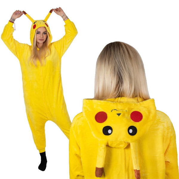 Pijama tip salopeta pentru adulti, model Pikachu, marime M
