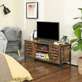 VASAGLE Comoda joasa pentru suport TV, cu rafturi si 2 spatii de depozitare cu usa, stil industrial, 110x40x50cm, maro rustic si negru