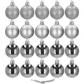 Set globuri de Craciun, 20 bucati, 3 modele, 4cm, argintiu