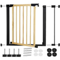 Poarta de siguranta Safety Gate pentru scari, ajustabila, din lemn cu structura otel, 82-89cm, negru maro